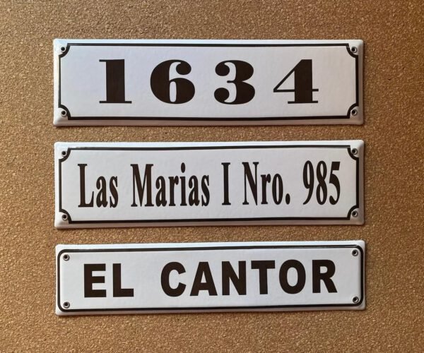 Con Dirección — Placas Parmui Placa enlozada Parmui, con dirección