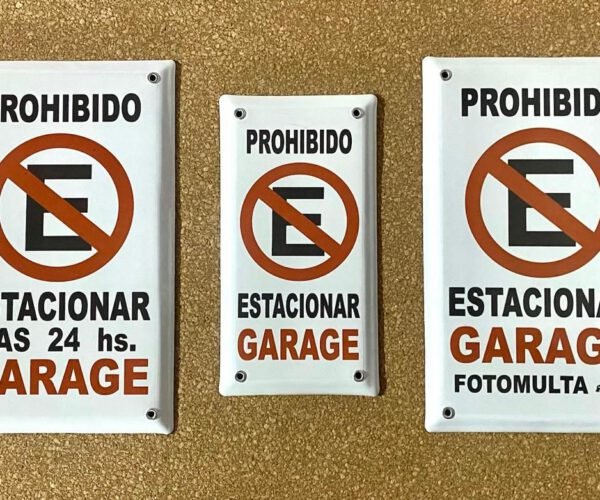 Prohibido estacionar — Placas Parmui Placa enlozada Parmui, prohibido estacionar