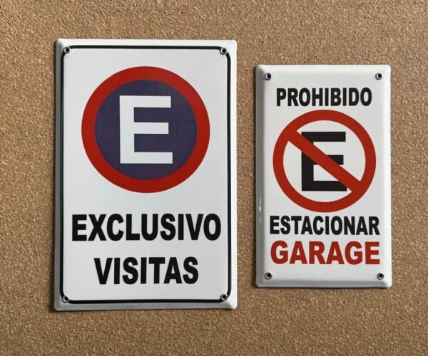 Prohibido estacionar — Placas Parmui Placa enlozada Parmui, prohibido estacionar