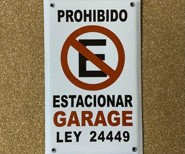 Prohibido estacionar — Placas Parmui Placa enlozada Parmui, prohibido estacionar
