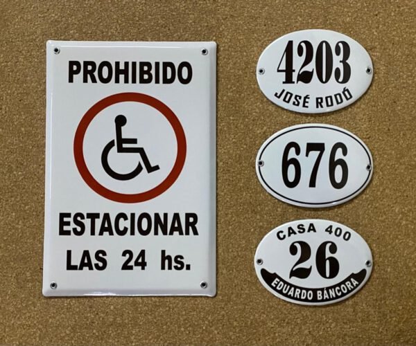 Prohibido estacionar — Placas Parmui Placa enlozada Parmui, prohibido estacionar