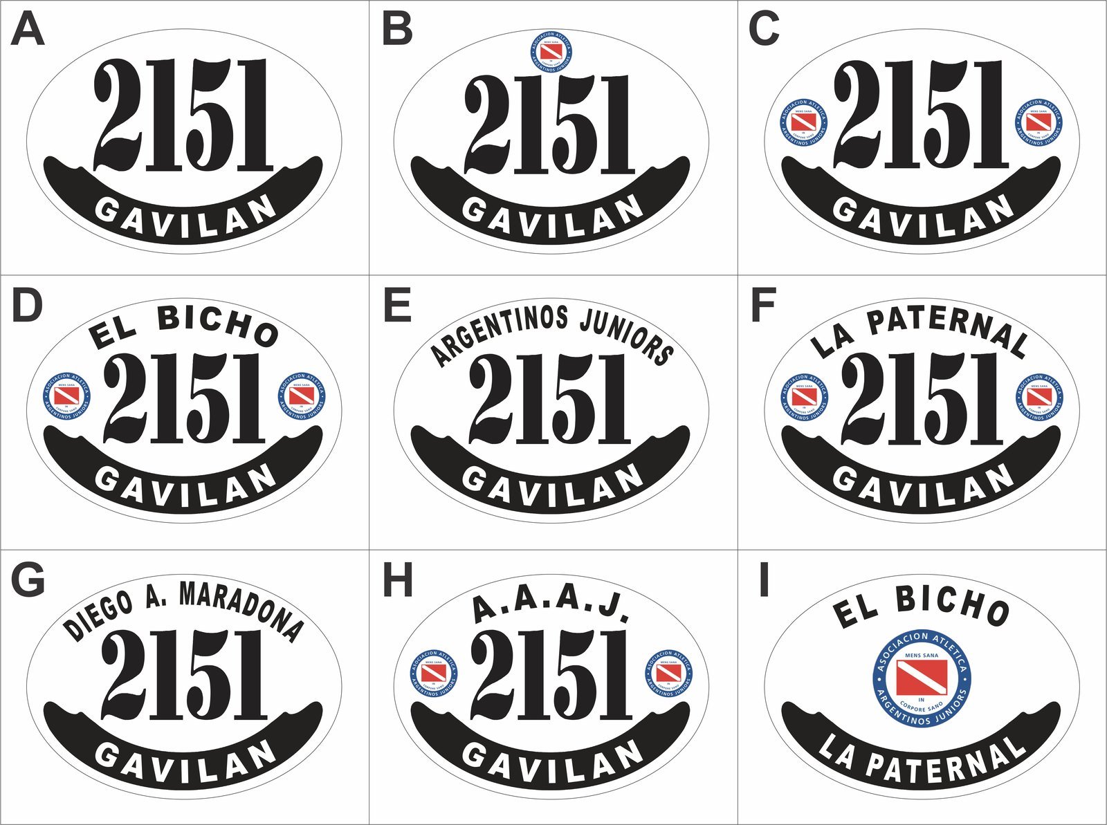 Placa Argentinos Juniors — modelos disponibles Modelos de placa enlozada de Argentinos Juniors