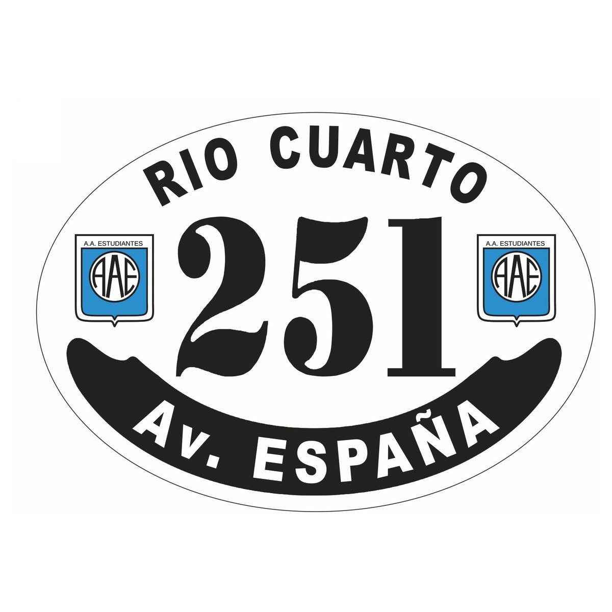 Placa enlozada de Estudiantes de Río Cuarto, diseño F