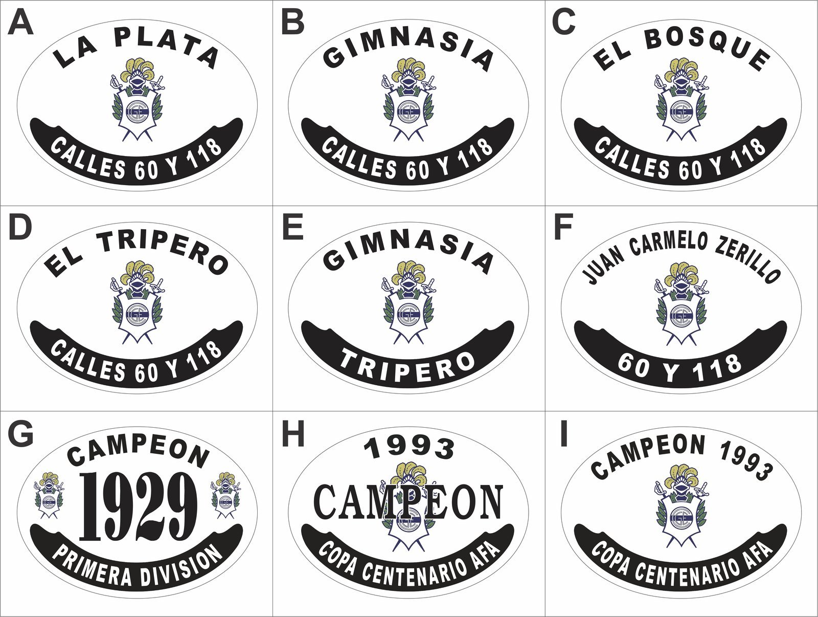 Placa Gimnasia y Esgrima La Plata — modelos disponibles Modelos de placa enlozada de Gimnasia y Esgrima La Plata