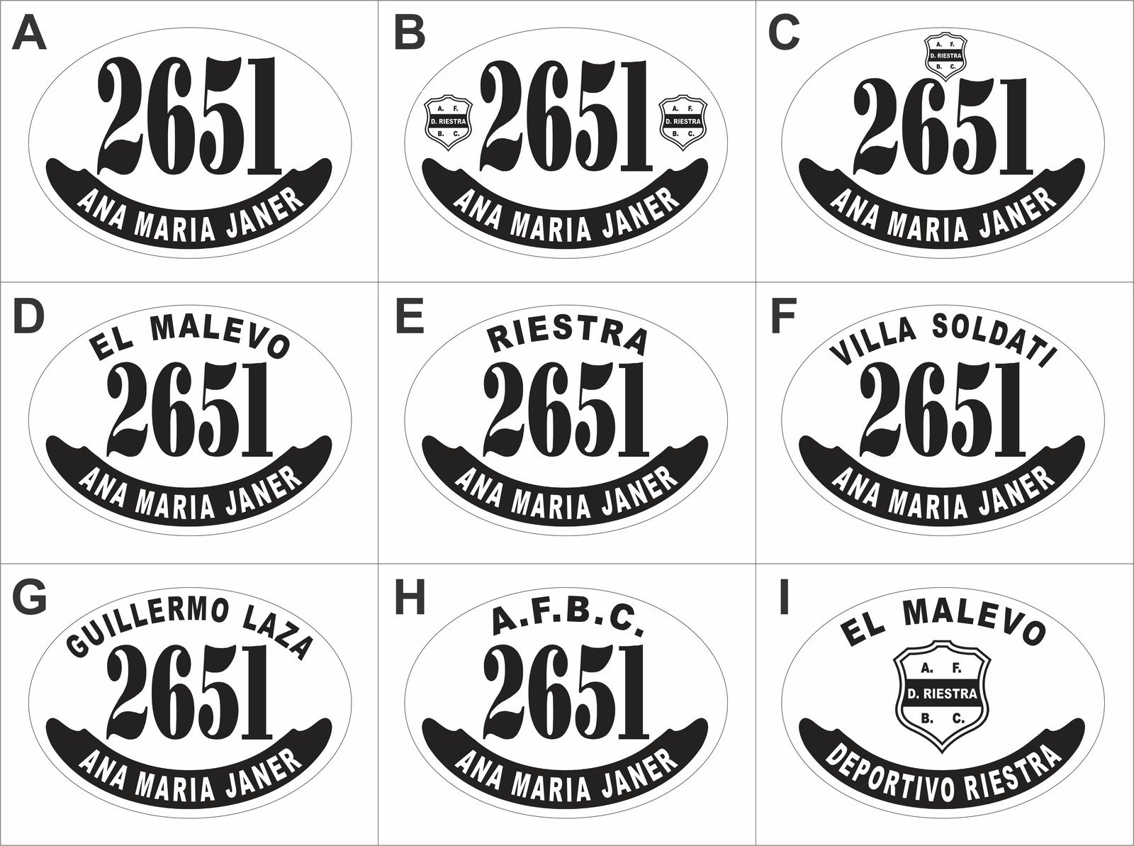 Placa Deportivo Riestra — modelos disponibles Modelos de placa enlozada de Deportivo Riestra