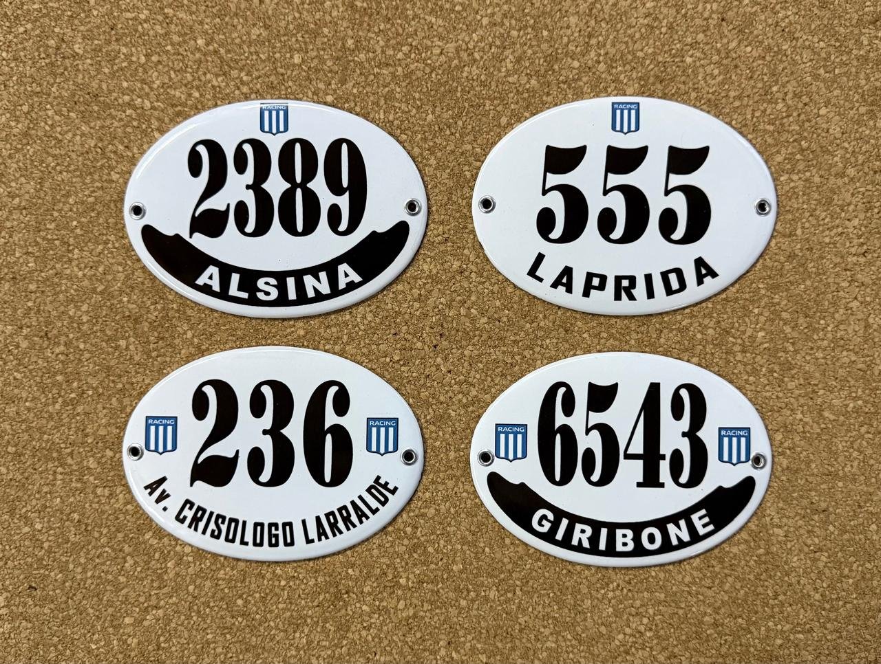 Placas Racing Club personalizadas con otras direcciones